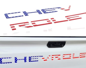 Letras para la puerta trasera del Silverado (modelos 2019-2026), emblema en relieve, accesorios traseros para camioneta, bandera de EE. UU.