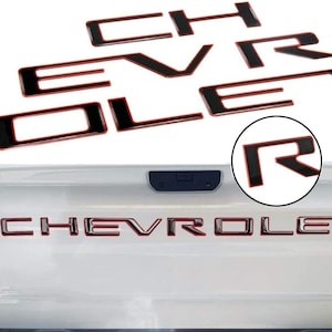Gloss Black w/ Red Outline Raised Tailgate Insert Letters Fit for 2019-2025 Silverado Model Emblem Decal
