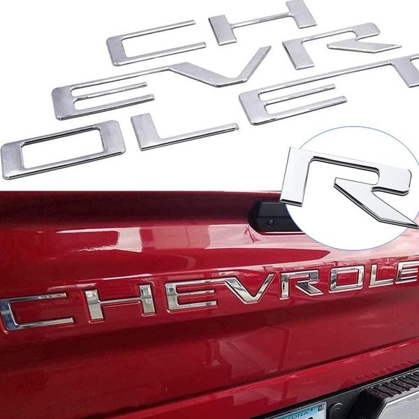 Chrome Raised Tailgate Insert Letters Fit for 2019-2024 Silverado Model Emblem Decal