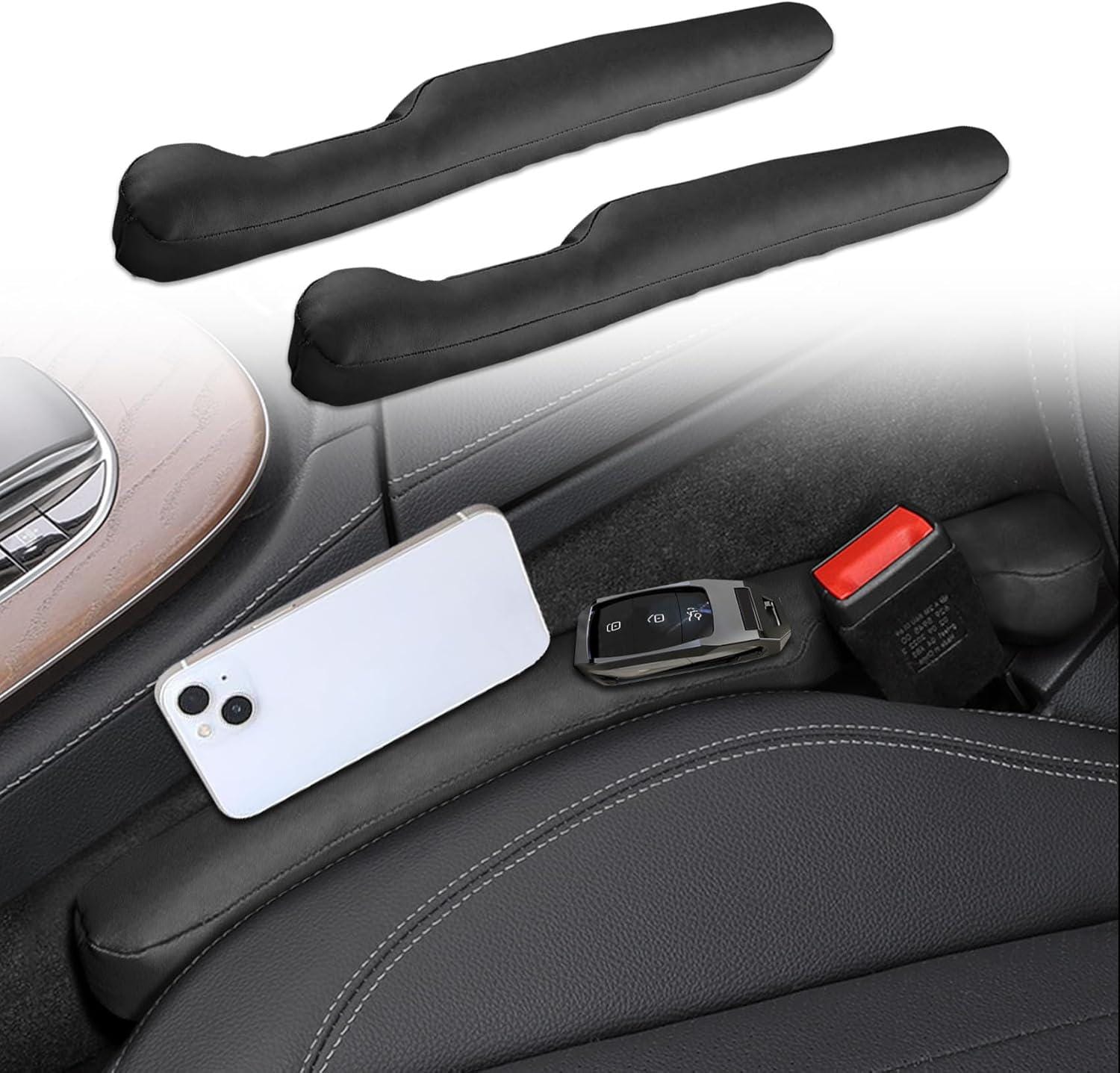1 Pair Universal Leather Car Seat Gap Filler for Car, SUV, Truck – Fills Gap Between Seat and Console, Prevents Dropped Items