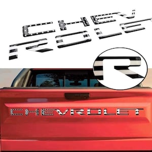 Tailgate Insert Letters for Silverado 2019-2025 Model Raised Emblem Decal, Truck Rear Accessories, Black US Flag