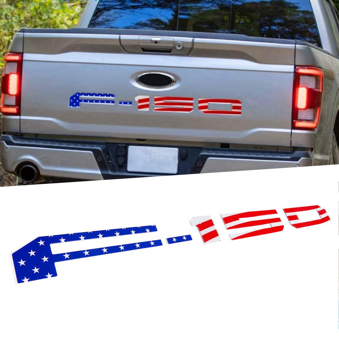 US Flag Raised Tailgate Insert Letters Decal Fit for 2021 2023 2024