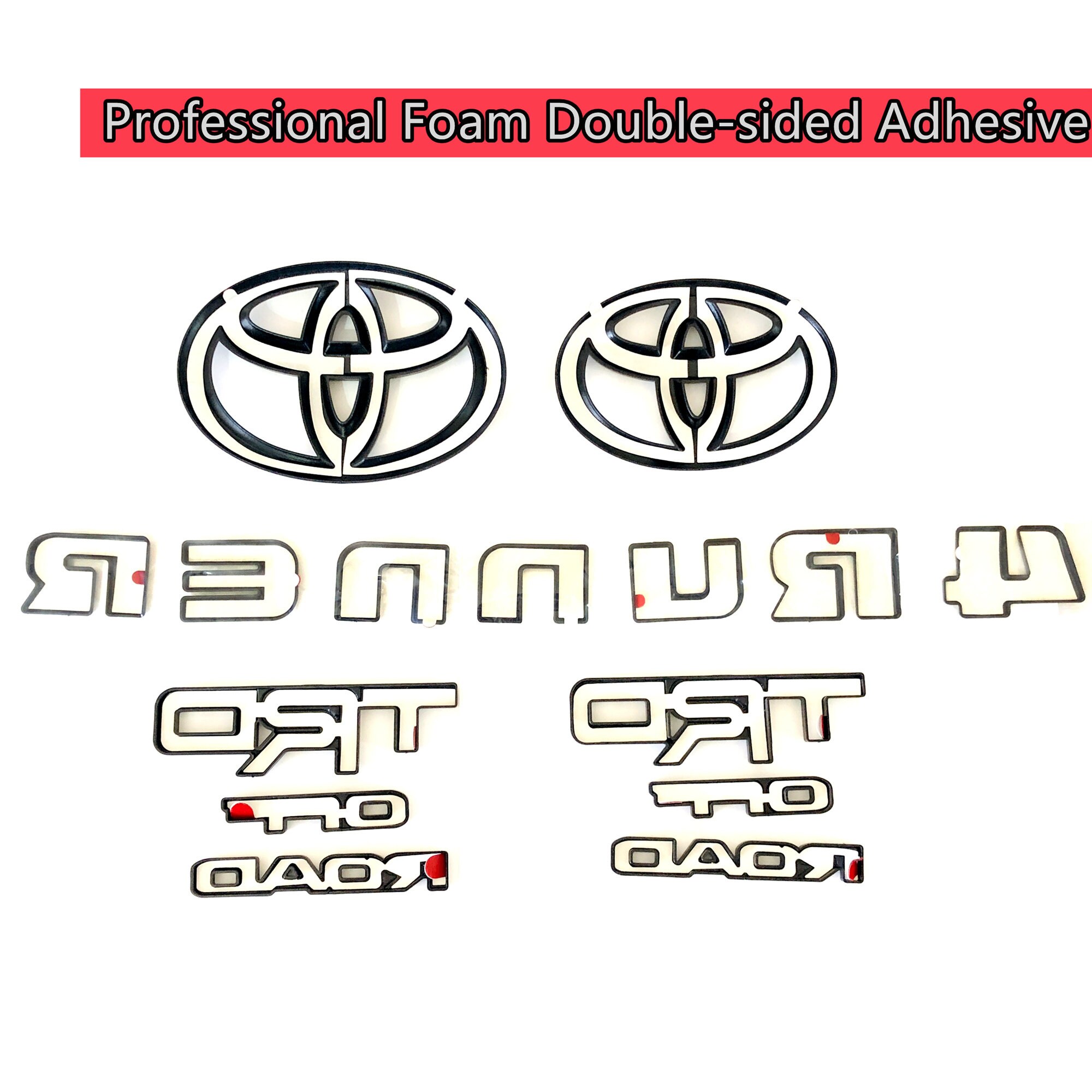 thumbnail interactive-video image 1 of Gloss Black 4Runner Emblem Overlay Set – 2PC Front & Rear – Fits 2014-2024 Toyota 4Runner – OEM Part 00016-89016 1 of 3