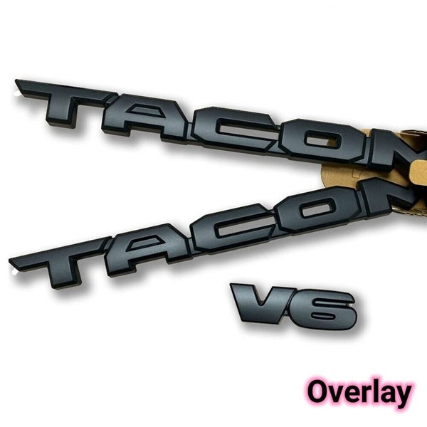 Plastic Blackout Emblem Overlays Fit for 2016-2023 Tacom V6 Model Badge Overlay KIT with Strong Adhesive