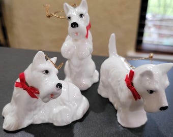 White Scottish Terrier Christmas Ornament
