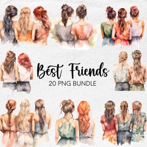 Bestfriend PNG, Bestfriend Clipart, Watercolor Best Friend PNG, Friendship PNG, Clipart Bundle, Personalized Gift for Best Friend