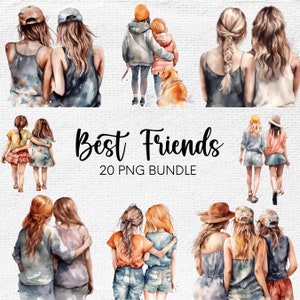 Bestfriend PNG, Bestfriend Clipart, Aquarell Bester Freund PNG, Freundschaft PNG, Clipart Bundle, personalisiertes Geschenk für besten Freund