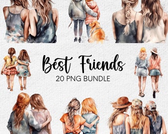Bestfriend PNG, Bestfriend Clipart, Watercolor Best Friend PNG, Friendship PNG, Clipart Bundle, Personalized Gift for Best Friend