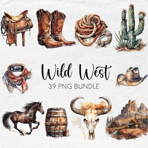 Western Clip Art, Western PNG, Western Clipart, Southwestern Clipart, Cowboy PNG, Digital Illustration, Watercolor PNG, Clipart png Bundle