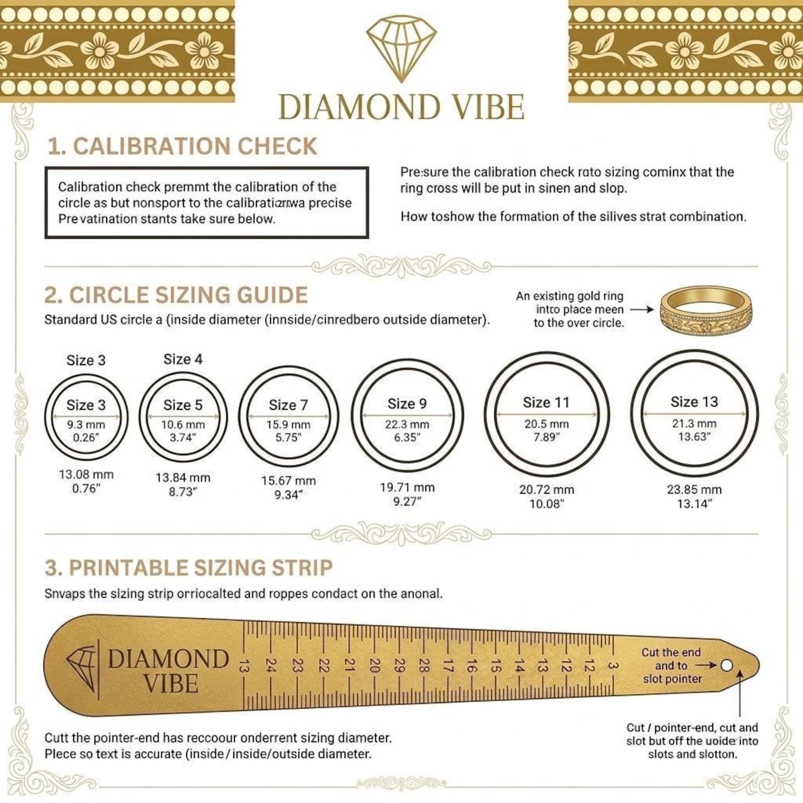 Printable Ring Size Guide by Diamond Vibe Accurate Ring Sizer Chart PDF ...