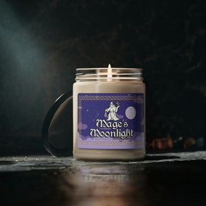 Mage&#39;s Moonlight | 9 oz. Soy Candle | Geek Gift | RPG | Gamer | DnD | White Sage + Lavender