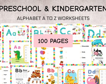 100 Pages Printables Preschool Curriculum Learning Alphabet| Activity Workbook | Dot to Dot Worksheets | Digital templates