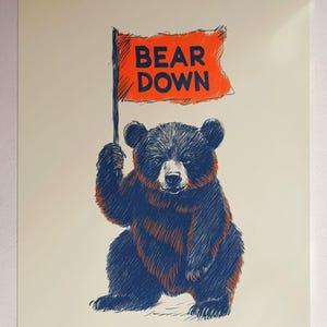 Poster con bandiera Bear Down - Poster vintage dei Chicago Bears