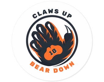 Caleb Williams Bears Sticker - &quot;Claws Up - Bear Down&quot; - Round Sticker
