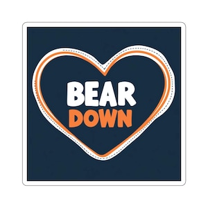 Adesivo a forma di cuore "Bear Down" dei Chicago Bears - Diverse misure