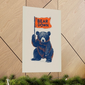 Vintage Chicago Bears Poster – Cute Bear "Bear Down" Flag Art image 6