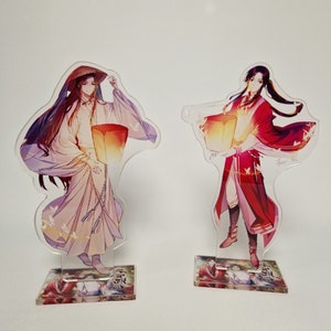 Supporti in acrilico Heaven Official’s Blessing, Hua Cheng e Xie Lian con lanterne. Tian guan ci fu.