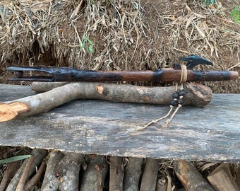 Native American Style Flute Acacia Wood Raven Stole the Moon series Gm 440 Hz