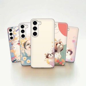 Coque de portable Shih Tzu Chiot mignon pour Samsung Galaxy A16, S25, S24Fe, s23, A15, A14, A55, A54, A25, A35, iPhone 15, 14, 13 Pixel 9, 7