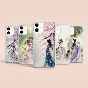 Japanese Art Phone Case Geisha Cover for iPhone 16Pro Max, 15, 14, 13, 12, Samsung A16, S25, S24, a15, a14, a55, a54, a35 Pixel 9Pro