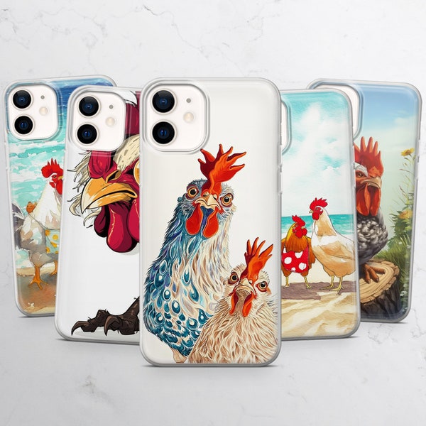 Cute Chicken Phone Case Cool Hen Cover for iPhone 15Pro Max, 14, 13, 12, 11, Samsung Galaxy s24, s23, a15, a14, a55, a54, a35 Pixel 8A, 7, 6