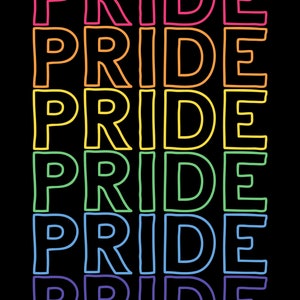 Pride print black background, printable wall art, LGBT rainbow colours, digital prints, modern art, poster, home decor, gay print