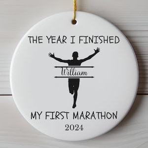 Custom Marathon Runner Ornament, Marathon Finisher Gift, Personalized Marathon Runner Ornament, Gift for Runners, First Marathon Gift