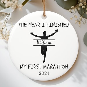 Custom Marathon Runner Ornament, Marathon Finisher Gift, Personalized Marathon Runner Ornament, Gift for Runners, First Marathon Gift