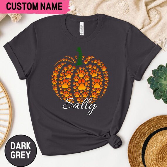 Personalized Paw Pumpkin Shirt Custom Paw Print T shirt Pumpkin Dog Tee Customized Pumpkin Name thanksgiving Dog Gift gift for Dog Lovers Etsy Canada