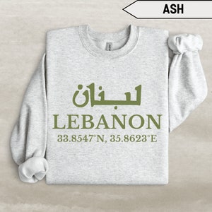 Sweatshirt Libanon, support Libanon-trui, Beiroet ronde hals, Libanese coördinaten trui, shirt gratis Palestina, cadeau Libanese activist