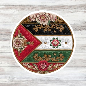 Palestine Sticker, Floral Palestinian Flag Sticker, Free Palestine Symbol, Palestine Laptop Decor, Gift for Activist, Palestine Lovers Gift