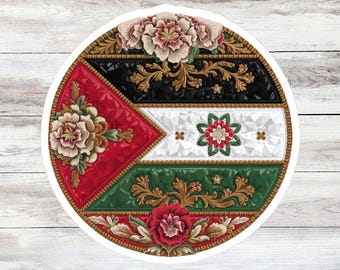 Palestine Sticker, Floral Palestinian Flag Sticker, Free Palestine Symbol, Palestine Laptop Decor, Gift for Activist, Palestine Lovers Gift