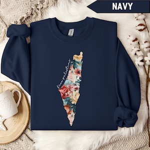 Free Palestine Sweatshirt, Palestine Map Floral Sweater, Palestine Independence Crewneck, Palestine Activist Gift, Palestinian Pride Gift