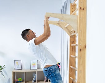 Houten wandrek "KOMBI-1" Zweedse ladder Homegym Sportcomplex Ladder met optrekstang