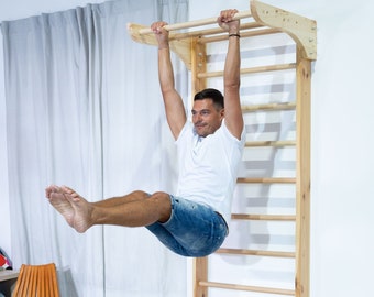 Espaldera de madera "KINDER-1" Escalera sueca Gimnasio en casa Complejo deportivo Escalera con barra para dominadas