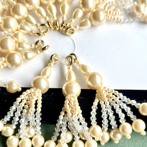 Pärlguld Kristall Tofs Flersträngad Hängande Dekorativ Tofs Pärla Latkan Brud Lehenga Dupatta Blus Midjebälte Tofs 1 par 7 cm Djup