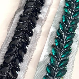 Kristall Trim Braut Strass Perlen Schwarz Smaragd Verschönerte Spitze Für Hochzeitskleid Braut Schärpe Haarschmuck Luxus Handwerk Versorgung 3 cm