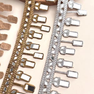 Gold Spiegel Trim verzierte Anhänger Stoff-Spitze-Schmuckherstellung Crafting Trim DIY Kostüm Spitze Braut Schärpe Stirnband-Spitze-Geschenk-Idee