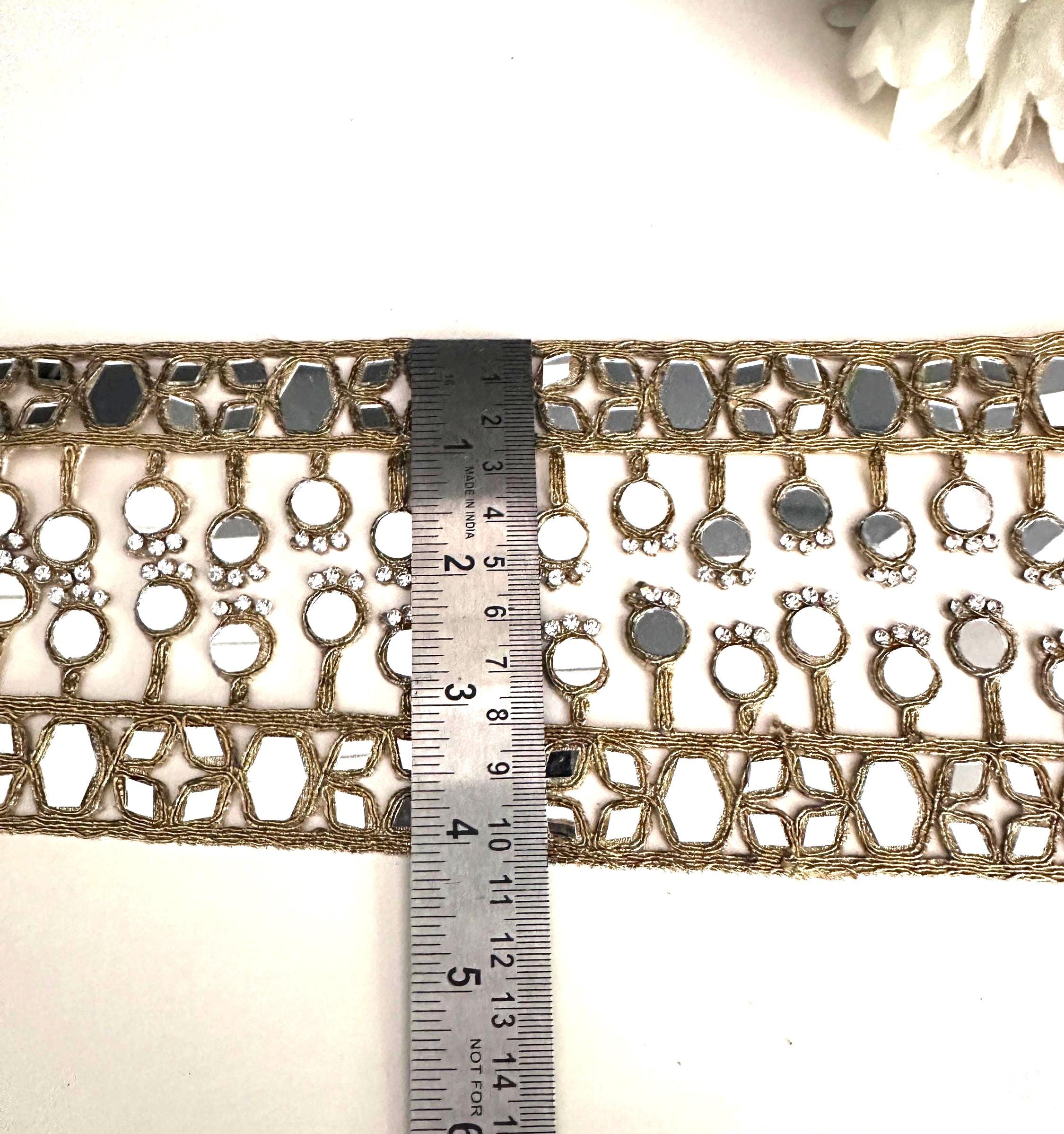 Handmade Indian Mirror Belt Jewelry Gold Embroidered Mirror  display picture 3