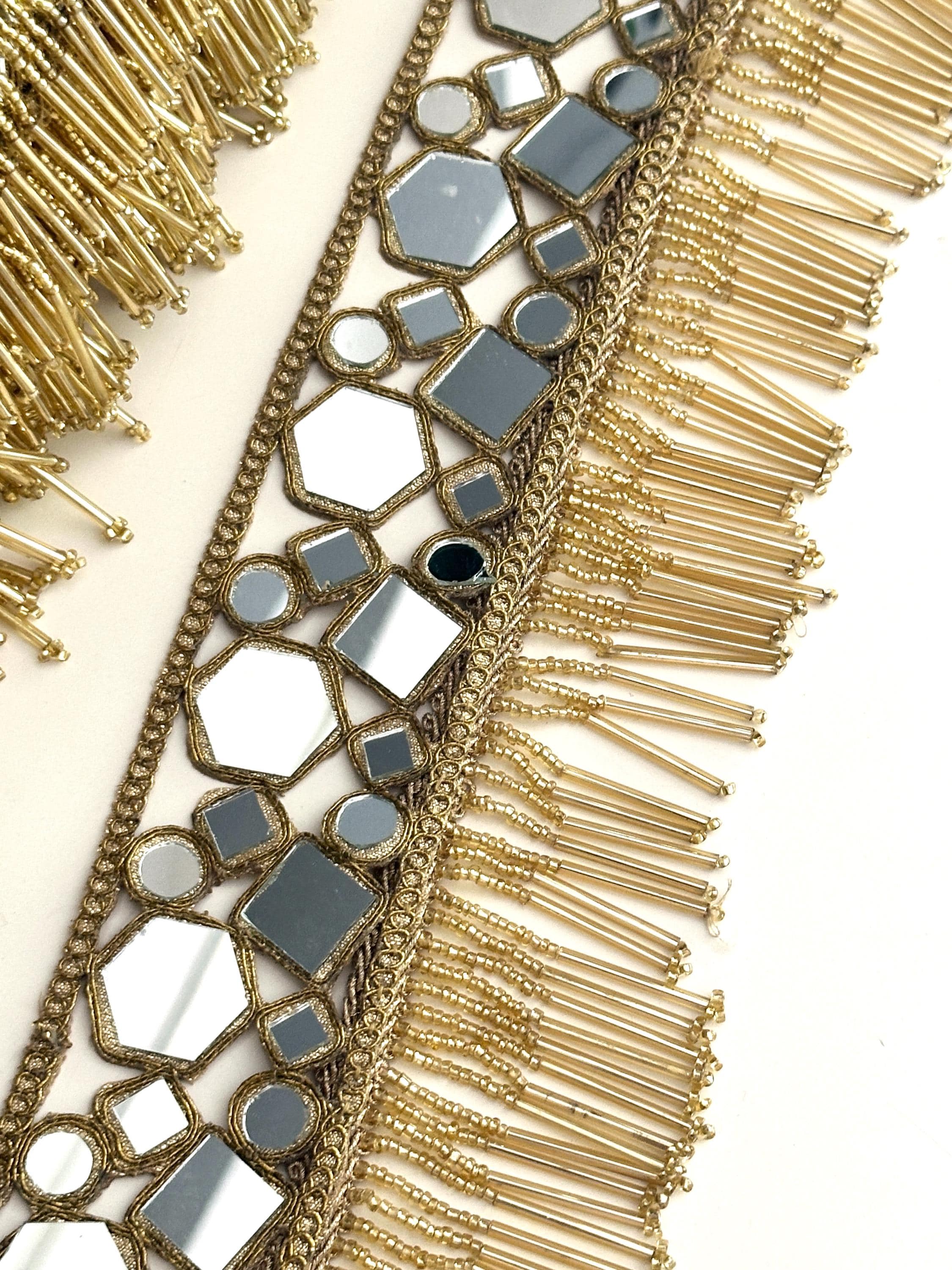 Vtg Y2K American Eagle Embellished Fringe Belt Beaded Gold Color S M Htf Boho il_fullxfull.5847730856_j5fx.jpg main image 4