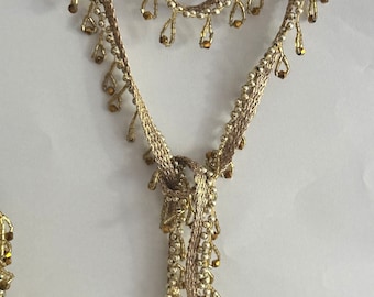 Gold Glass Bead Tassel Decorative Pendant Tassel Wedding Trim Bridal Belt Tassel Latkan Jewellery Lace Sewing Craft Saree Ribbon By Yrd