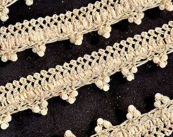 9 metros hermoso zari bordado encaje estrecho perla, ribete de cinta estrecha india, artesanía de costura diy, cinta de pantalla de lámpara de cortinas, ribete de artesanía