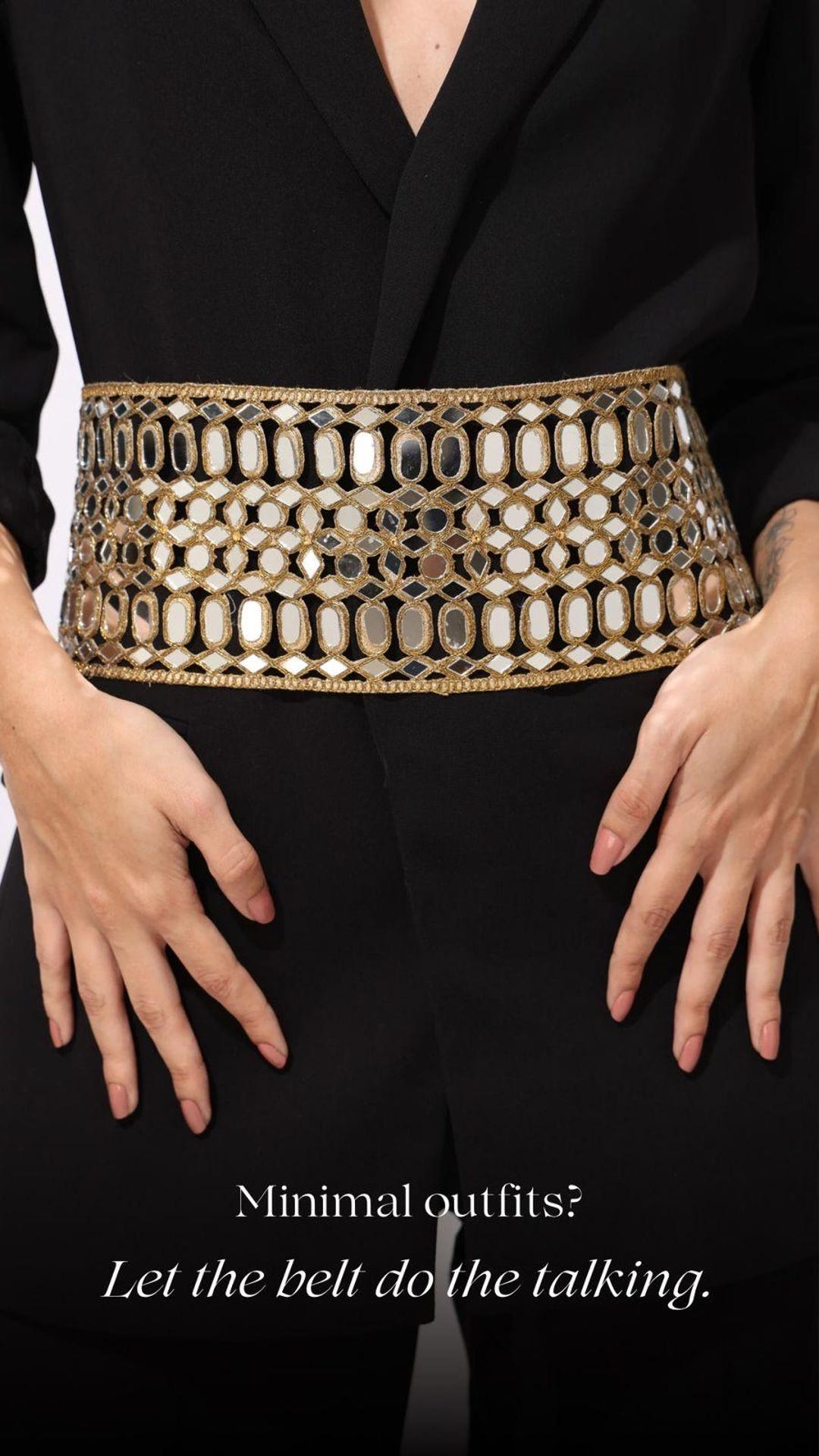 Mirror Work Statement Waist Belt Jewelry for Dress Saree Jumpsuit