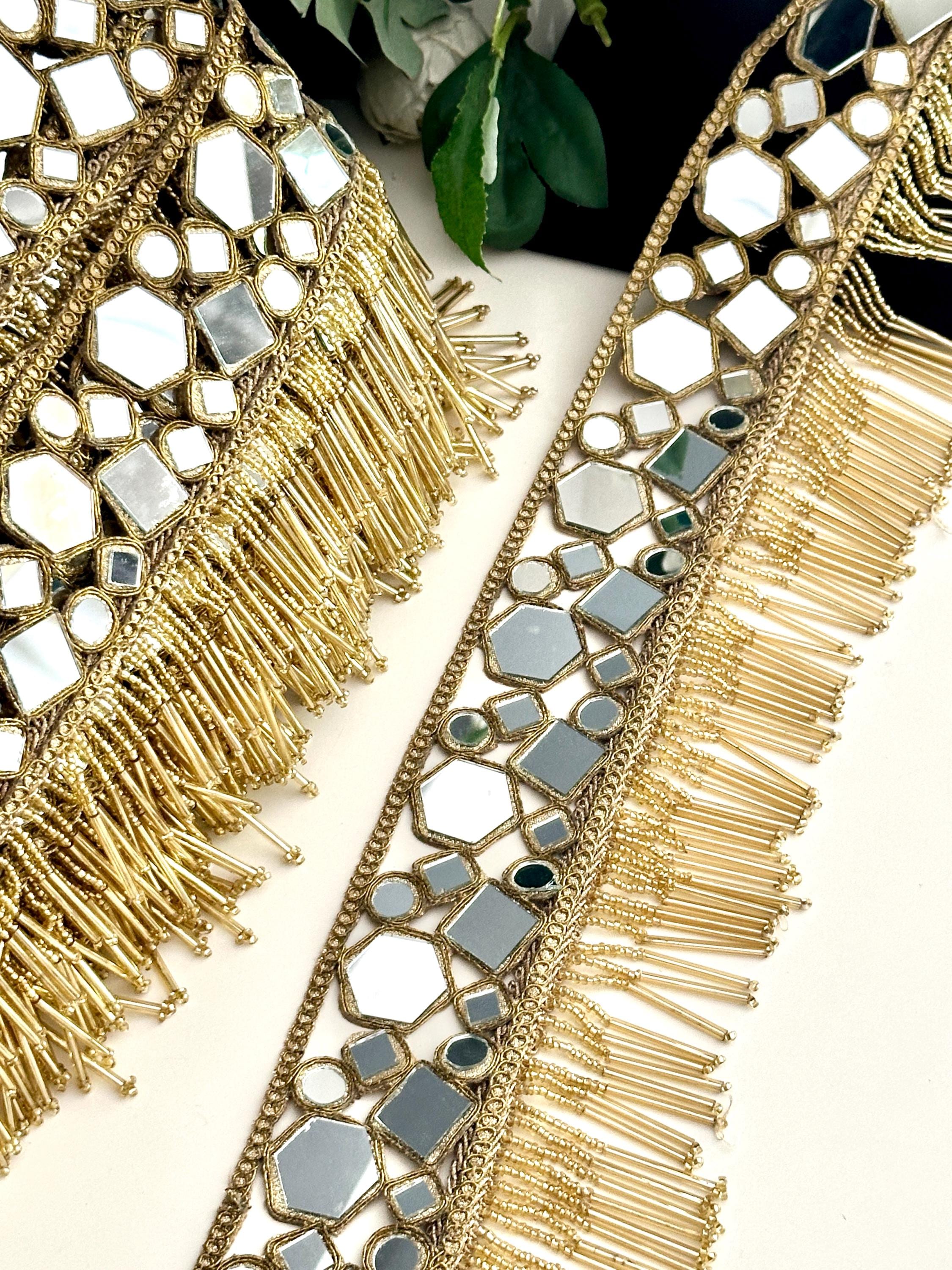 Handmade Boho Mirror Chain Belt Festival Party Sparkly Unique Art Jewelry Vintage Inspired Mirror Belt Hand Embroidered Boho Waist  main image 2