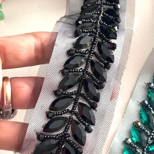 Rhinestone beaded lace trim for custom wedding accessories