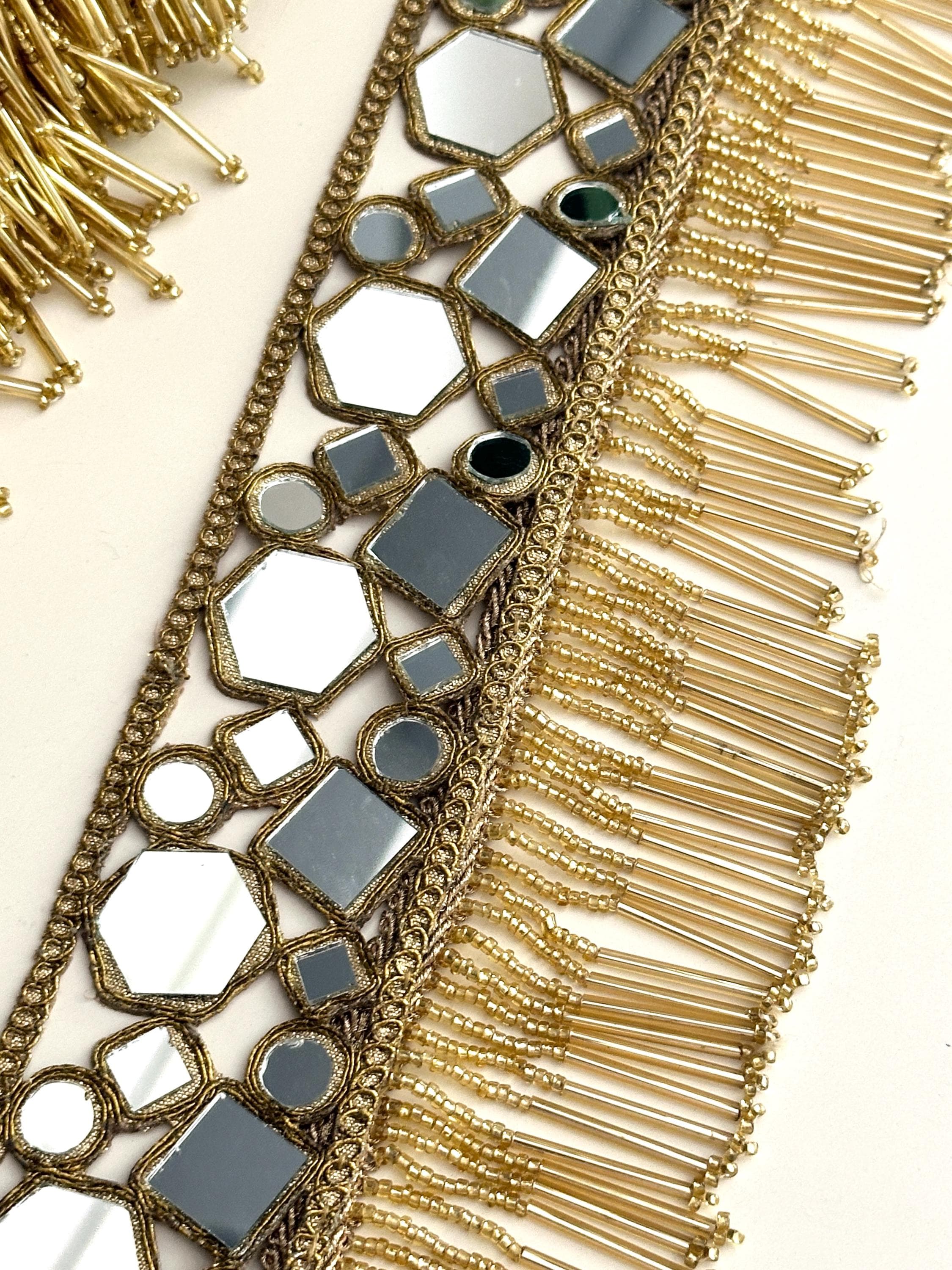 Boho Tassel Waist Band Fringe Belt Mirror Geometric Broad 