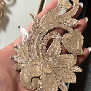 Handmade Indian Zardosi Bullion Applique Patch For Boho Beach Dress Bridal Gown Embellish Patch Crafting Project & Fashion Costume Design
