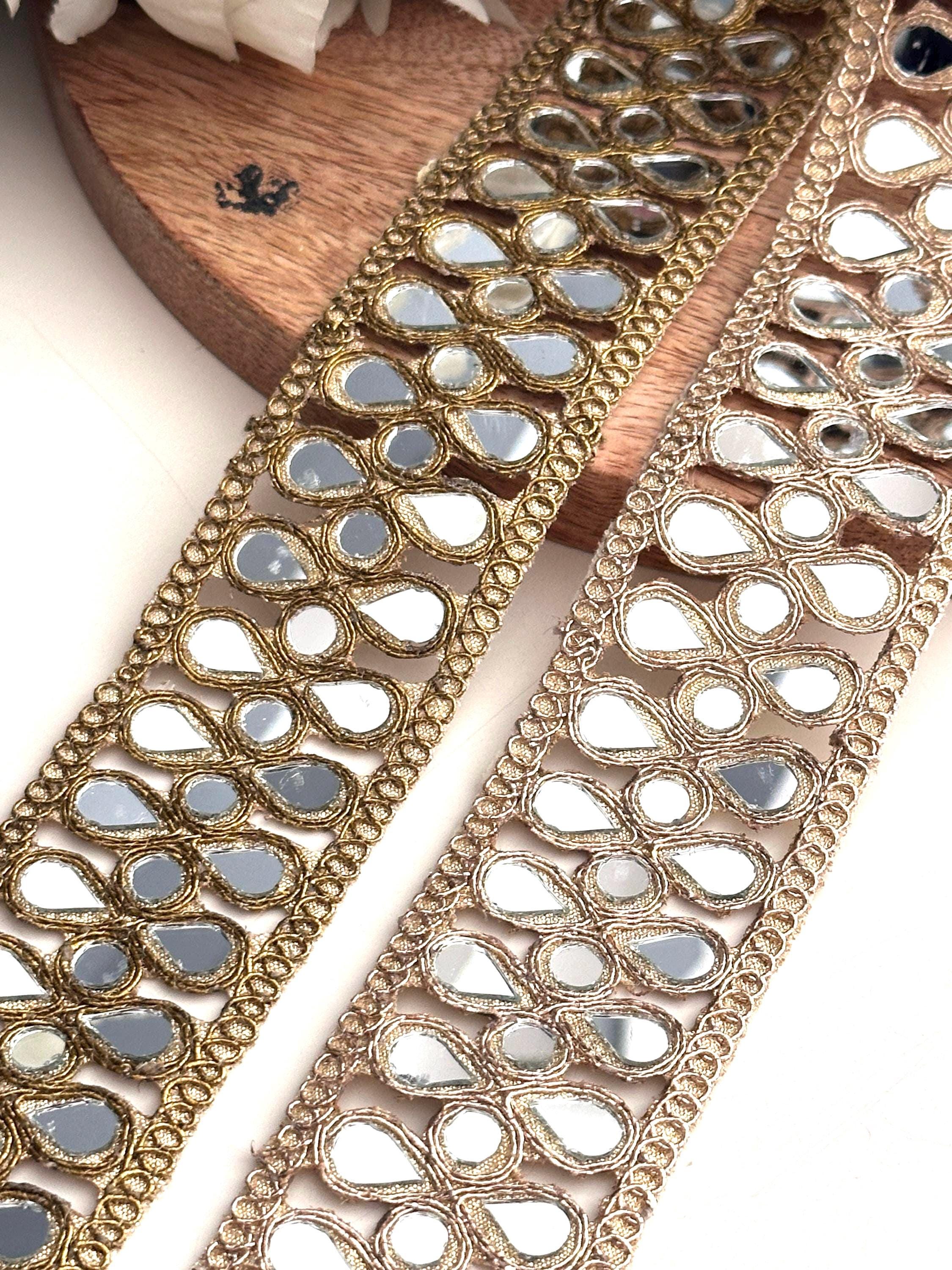 Vintage Beaded Waist Belt Handmade in India Boho Mirrored Mirror Belt India - Etsy main image 2