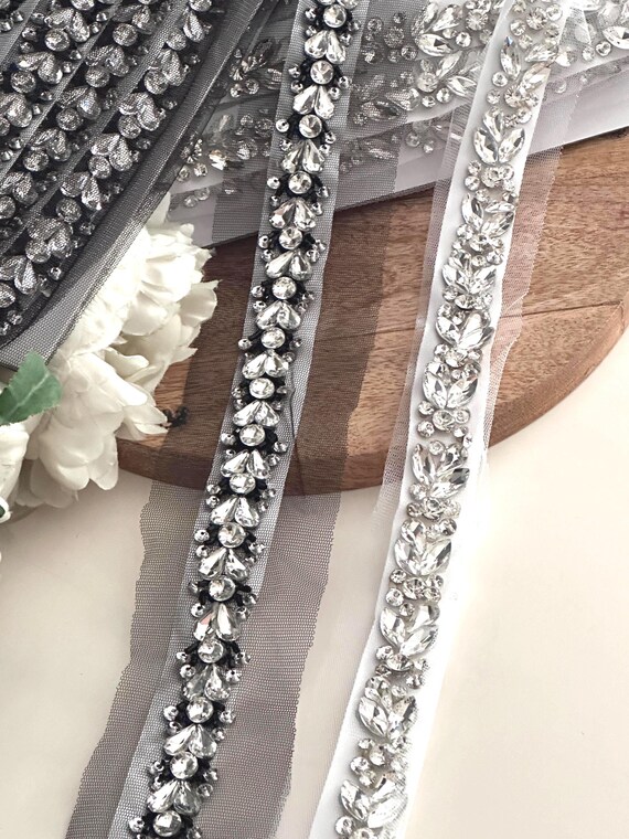 Bridal Veil Trim Handmade Luxury Rhinestone Crystal Lace for  display picture 1