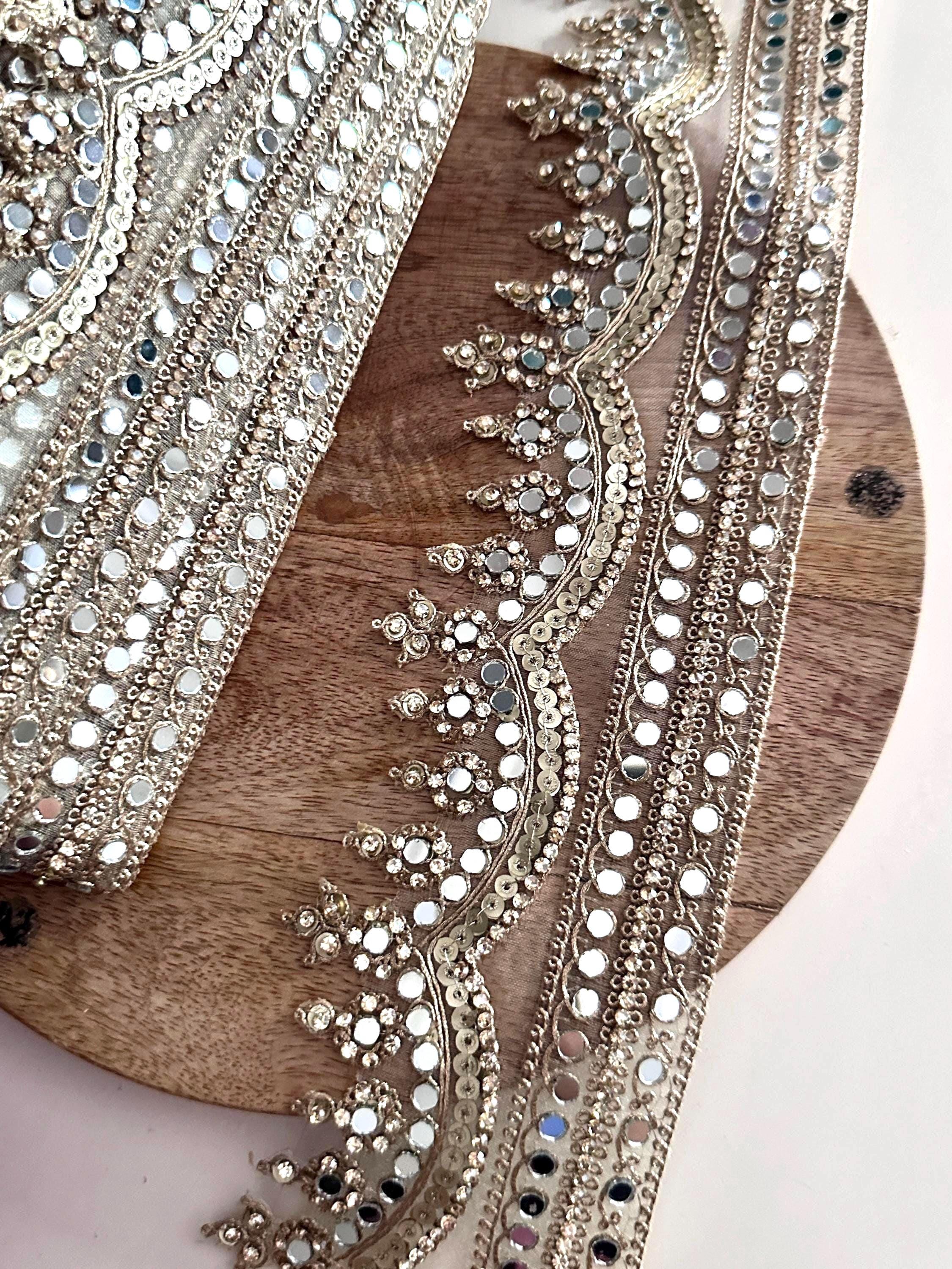 Mirror Work Gold Lace Trim: Sequin Embroidered Indian Border (9cm) - Etsy Mirror Work Gold Lace Trim: Sequin Embroidered Indian Border (9cm) - Etsy
